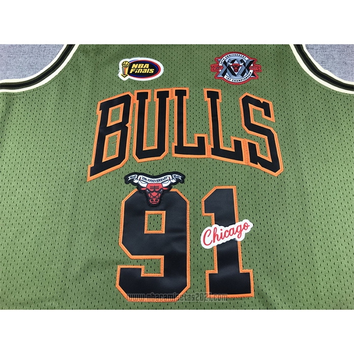 Camiseta Chicago Bulls Dennis Rodman #91 Mitchell & Ness 1997-98 Verde